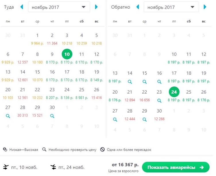 цены на авиаперелет