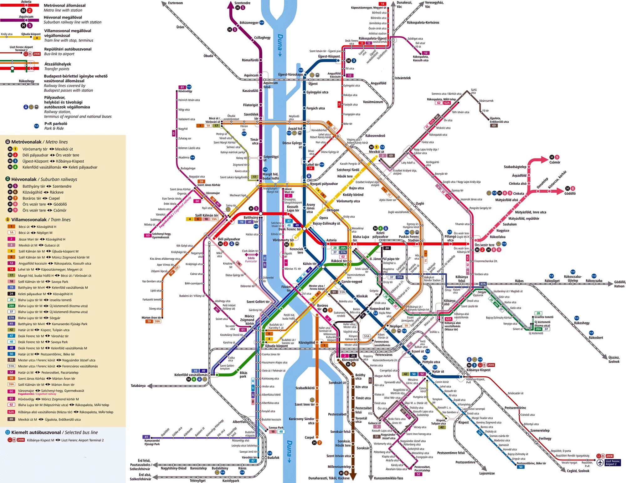 карта достопримечательностей Будапешта